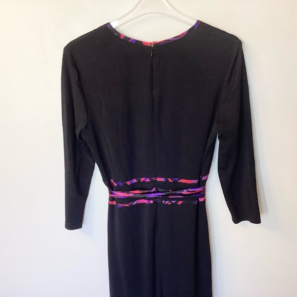 David Meister 3/4 Sleeve V-Neck Jersey Midi Dress with Silk Piping - Black - 12 - Picture 7 of 9